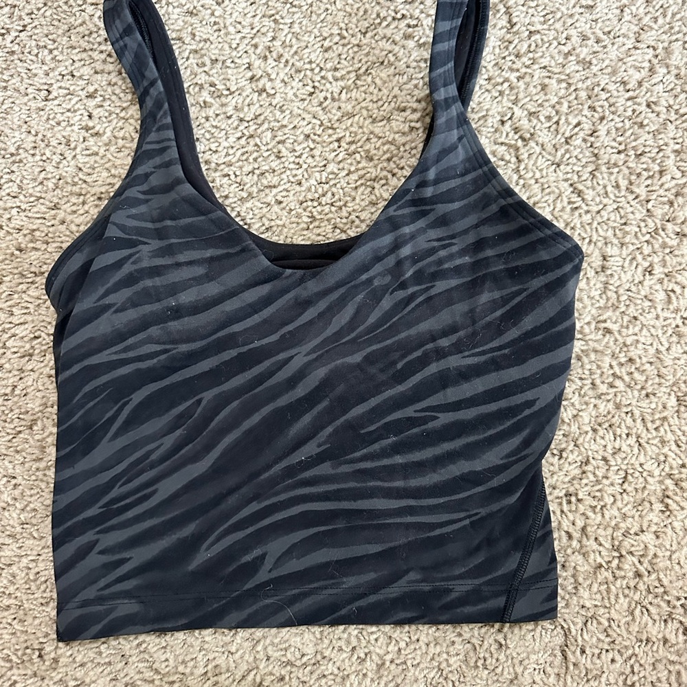 Lululemon Alighn Black and Gray Zebra Print Tank Top
